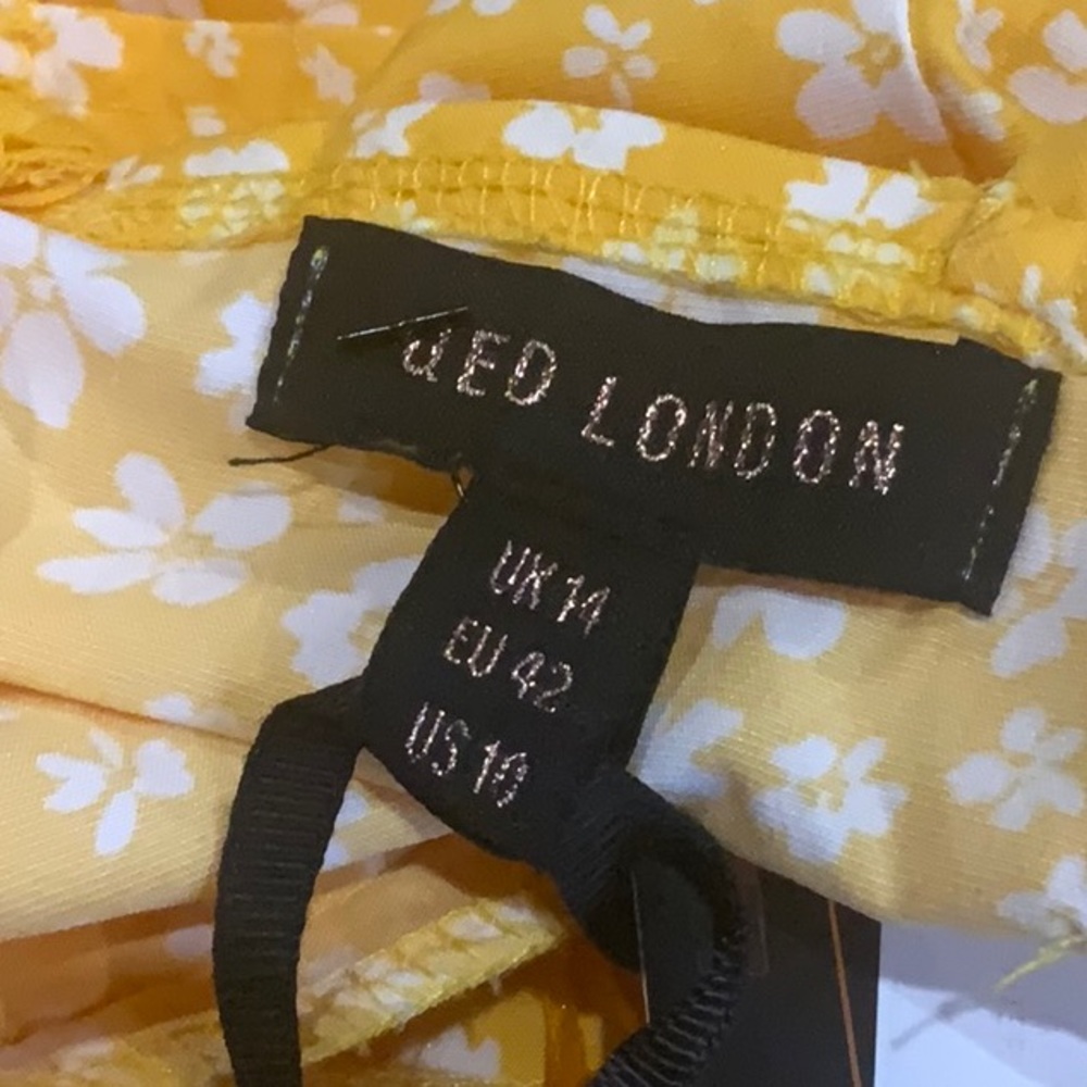 ❤️❤️ QED London Floral Dot Knot Front Yellow Dress❤️❤️new with tag size 10 - Picture 7 of 9